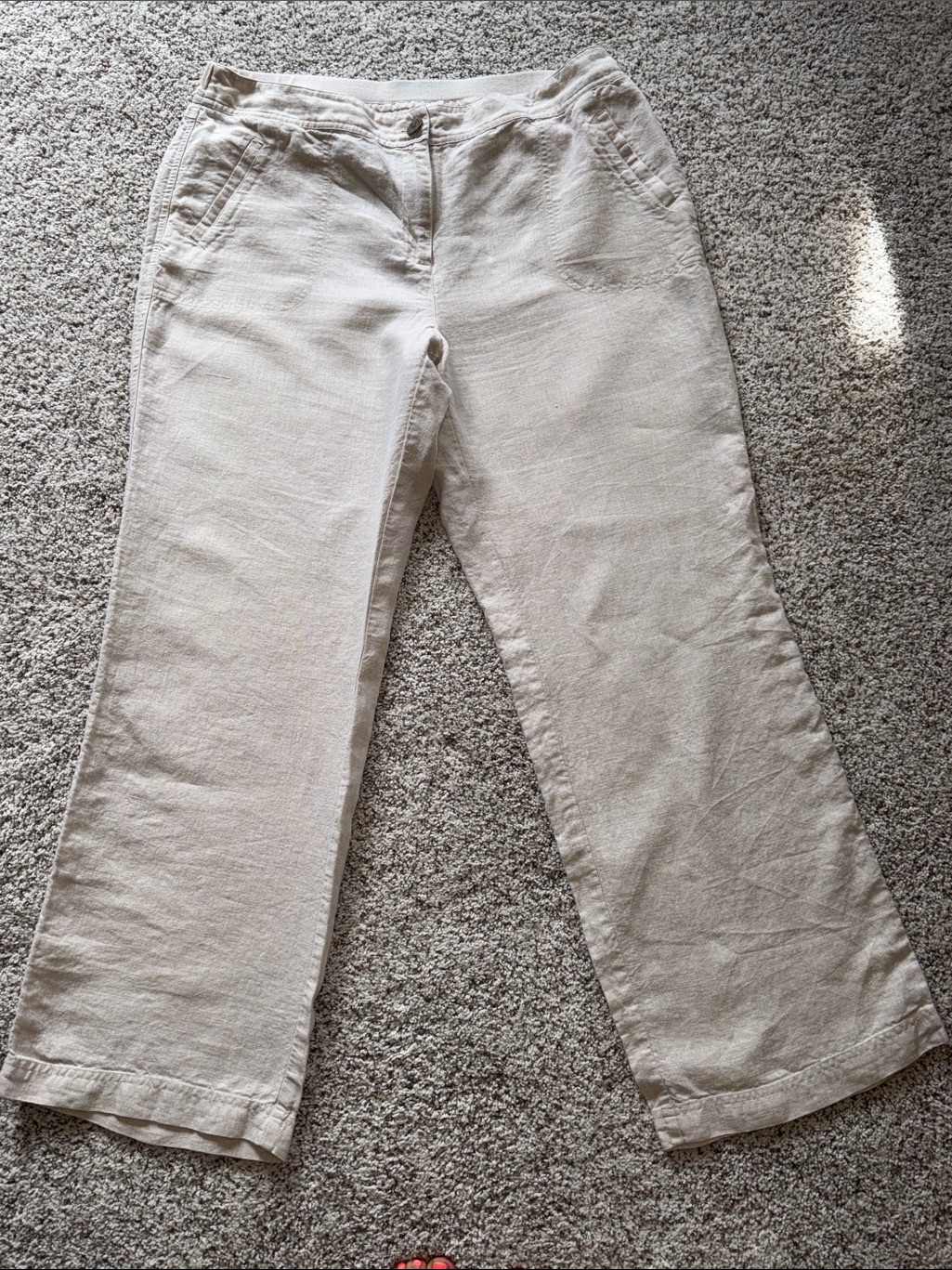 Chico's Neutral Linen Stretchy Waist Pants